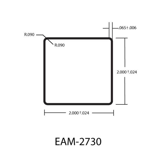 Aluminum Square Tube 2" x .065" wall w/ .090" radius corners Eagle