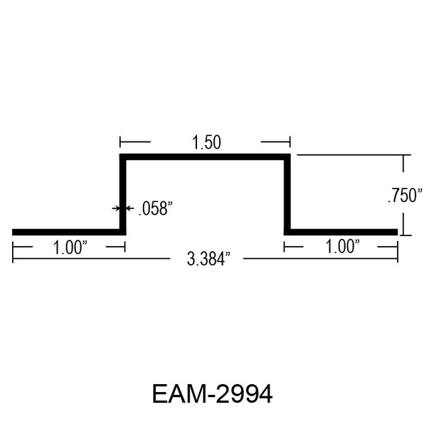 Aluminum Hat Channel – 3.384″ X .750″ Tall | Eagle Mouldings