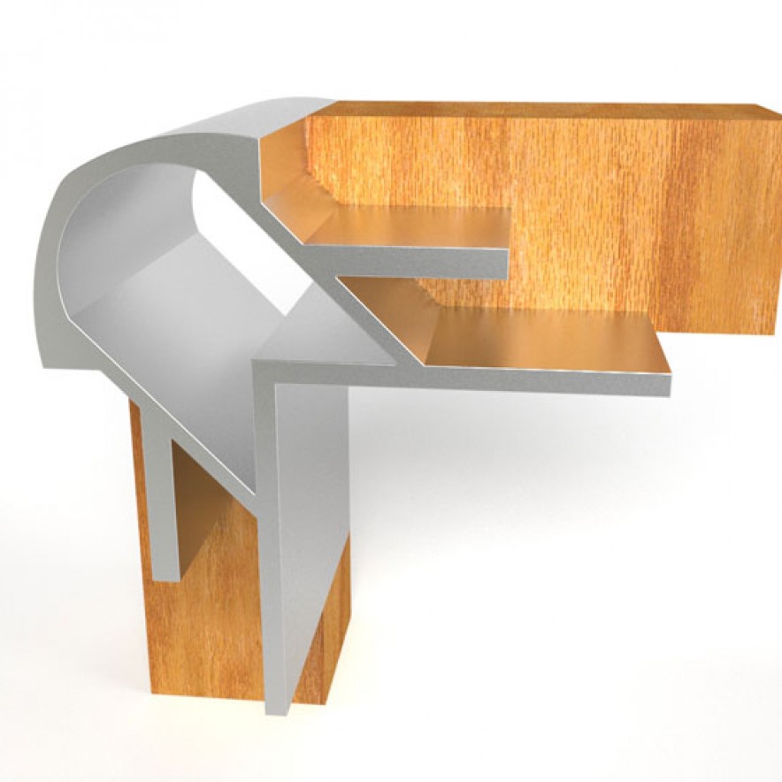 Aluminum Display Fixture 90 Degree 1/2" Radiused Outside Corner