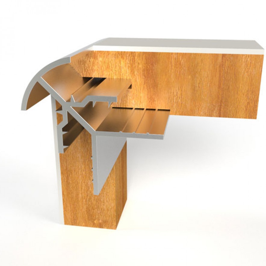 Aluminum Display Fixture 90 Degree 1/2" Radiused Outside Corner