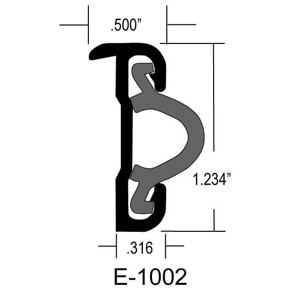 E-1002 – 1-1/4″ x 1/2″ Short Lip Rub Rail