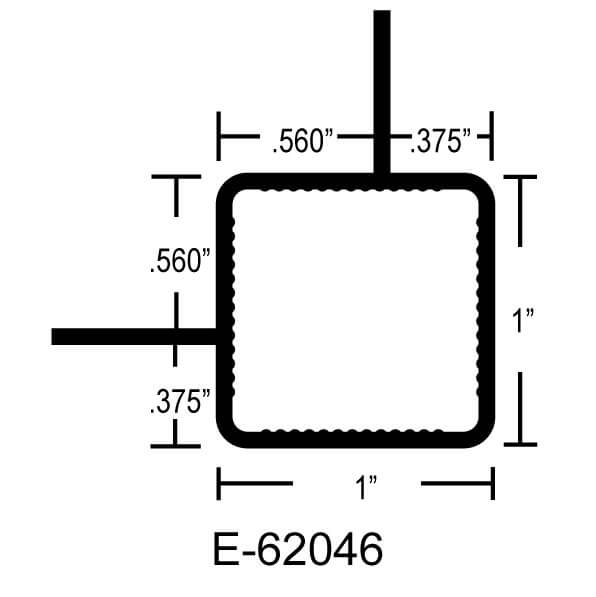 E-62046 – 1″ x 1″ w/ Double .625″ Flanges @ 90 Degrees