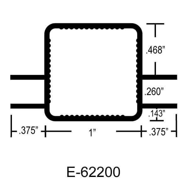 E-62200 – 1″ x 1″ w/ Double Channels for .260″