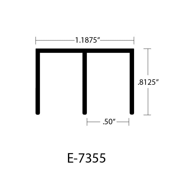 E-7355 Slide Door Track Top Dimensions