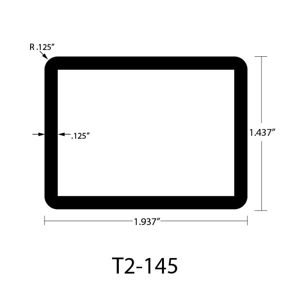 T2-145 Telescoping Tube dimensions