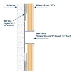 Architectural Millwork Trim Aluminum Flanged Channel 1 inch Reveal Return Key