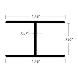 Alternative view of Aluminum H Divider 1-1/2” Face for 3/4” Material