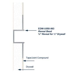 EDW-U050-63 Aluminum Drywall Trim Install Diagram