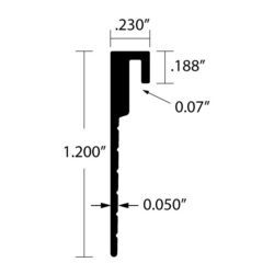 EWC-J188 aluminum wallcovering end cap dimensions
